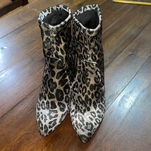 Leopard booties, velvet booties